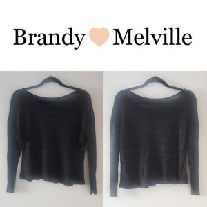 Brandy Melville Thin Striped Black Gray Sweater